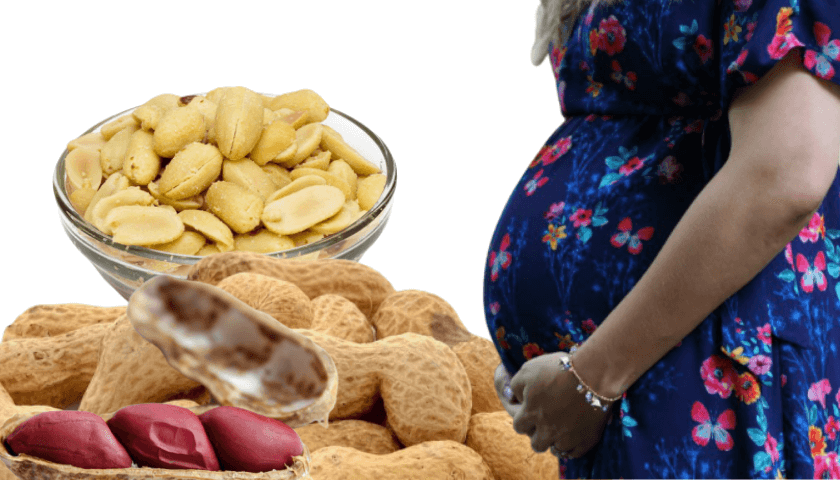 Pregnant woman with peanuts