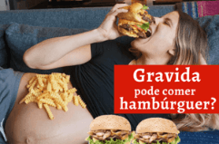 mulher gravida comendo hambúrguer