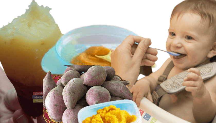 comida para bebê, papinha de batata-doce