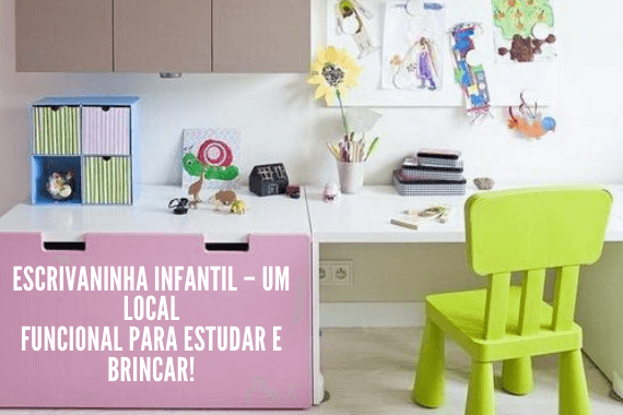 Escrivaninha infantil, para brincar e estudar