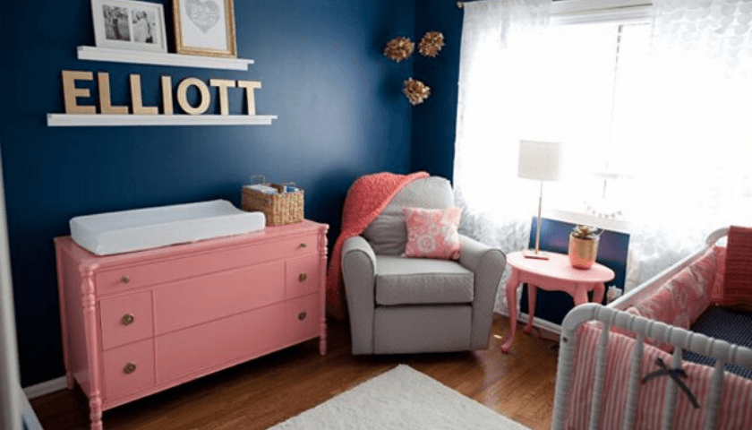 quarto de bebê rosa e azul