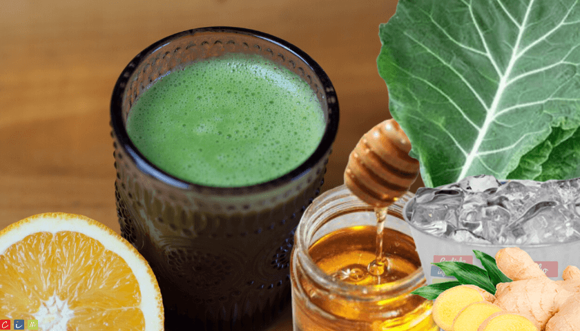 suco de couve com laranja e gengibre